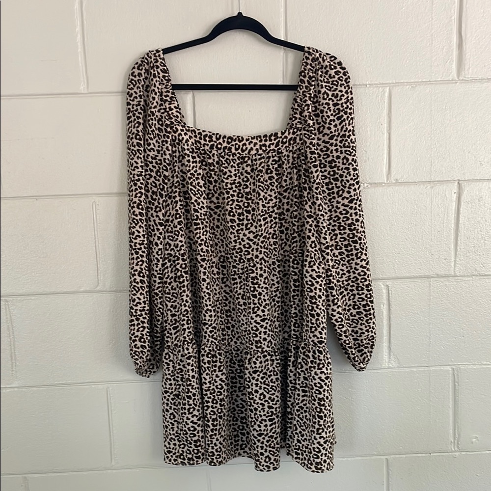 Black and White Long Sleeve Square Neck Dress